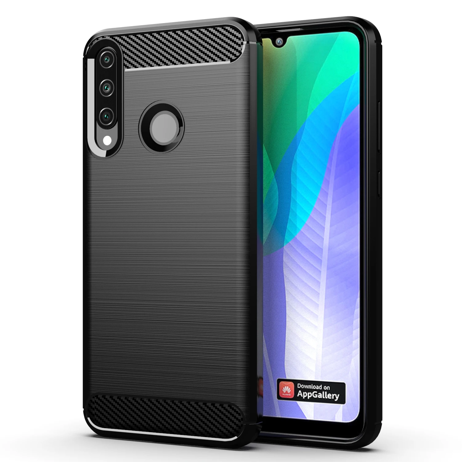 

Carbon Fiber Shockproof Soft TPU Back Cover mobile Phone Case For Huawei Y6P