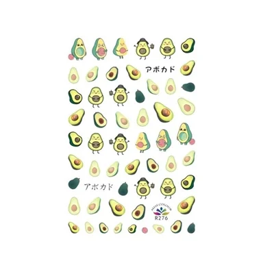 

Hot Selling Ultra-thin Nail Art Sticker Korean Style Cute Avocado Fruit Candy M&M Chocolate Beans Flower Rabbit Snoopy Stickers