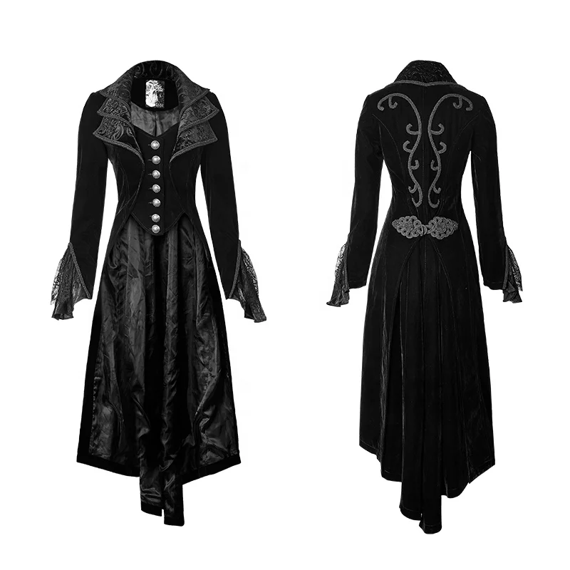 

Punk Rave Y-658 Elegant Spring Fancy Black Woman Gothic Lace Long Dress Coat