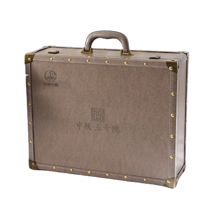 

2021 new high-grade leather document storage case high-grade portable suitcase custom logo