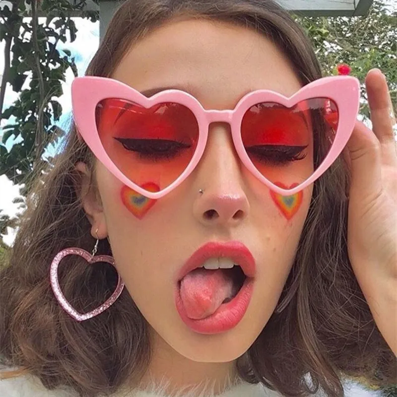 

7 Colors Fashion Heart Shape Sunglasses Metal Hinge Sun Glasses Big Frame Oversize Sunglasses