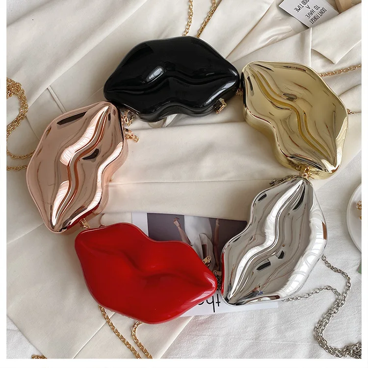 

Women Multi Color Red Lips Bags 2021 Purses Crossbody Bag Designer