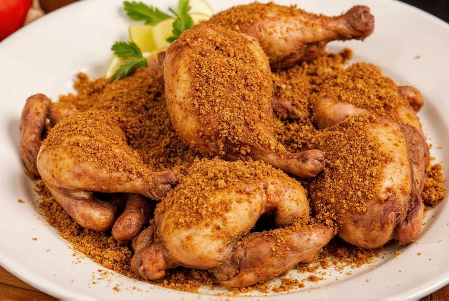 Platter of beautifully grilled chicken with golden rub crust