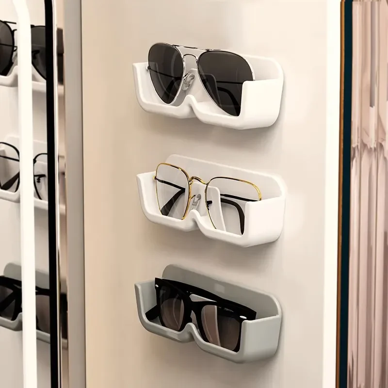 

Self Adhesive Glasses Holder Wall Mount Fashion Sunglasses Show Rack For Bedroom Study Cloakroom Wardrobe Glasses Organizer Box