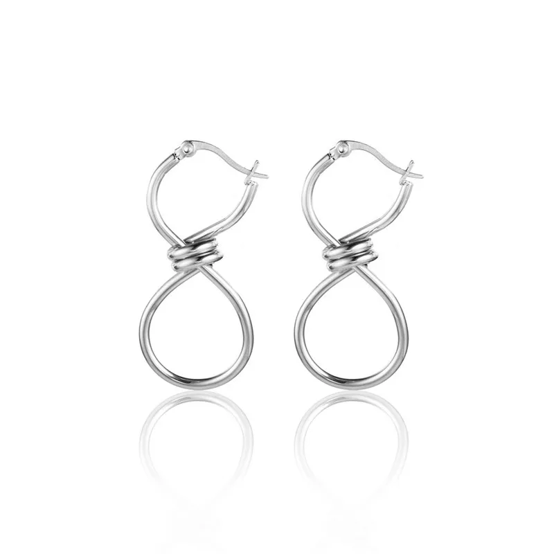 

2020 Simple Fashion Number 8 Helix Knob Trendy Hoop Custom Earring Stainless Steel