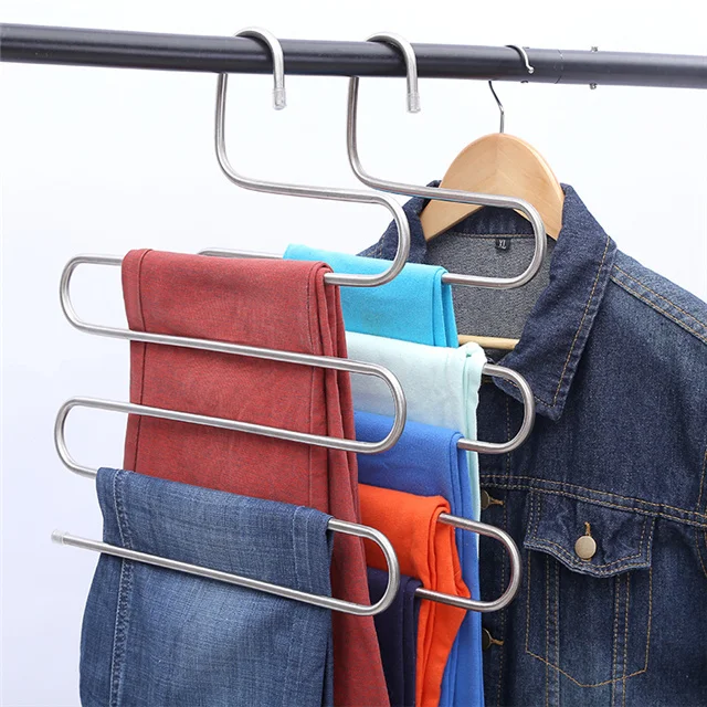 

Multifunctional Clothes Wrinkle-proof Multilayer Stainless Steel Storage Hanger, As show