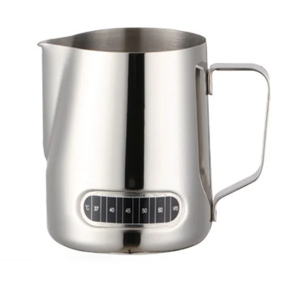 

Unioncoffee Stainless Steel Frothing Pitcher cup With Integrated Thermometer 350/ 600 ml Milk Coffee Cappuccino Milk Jug