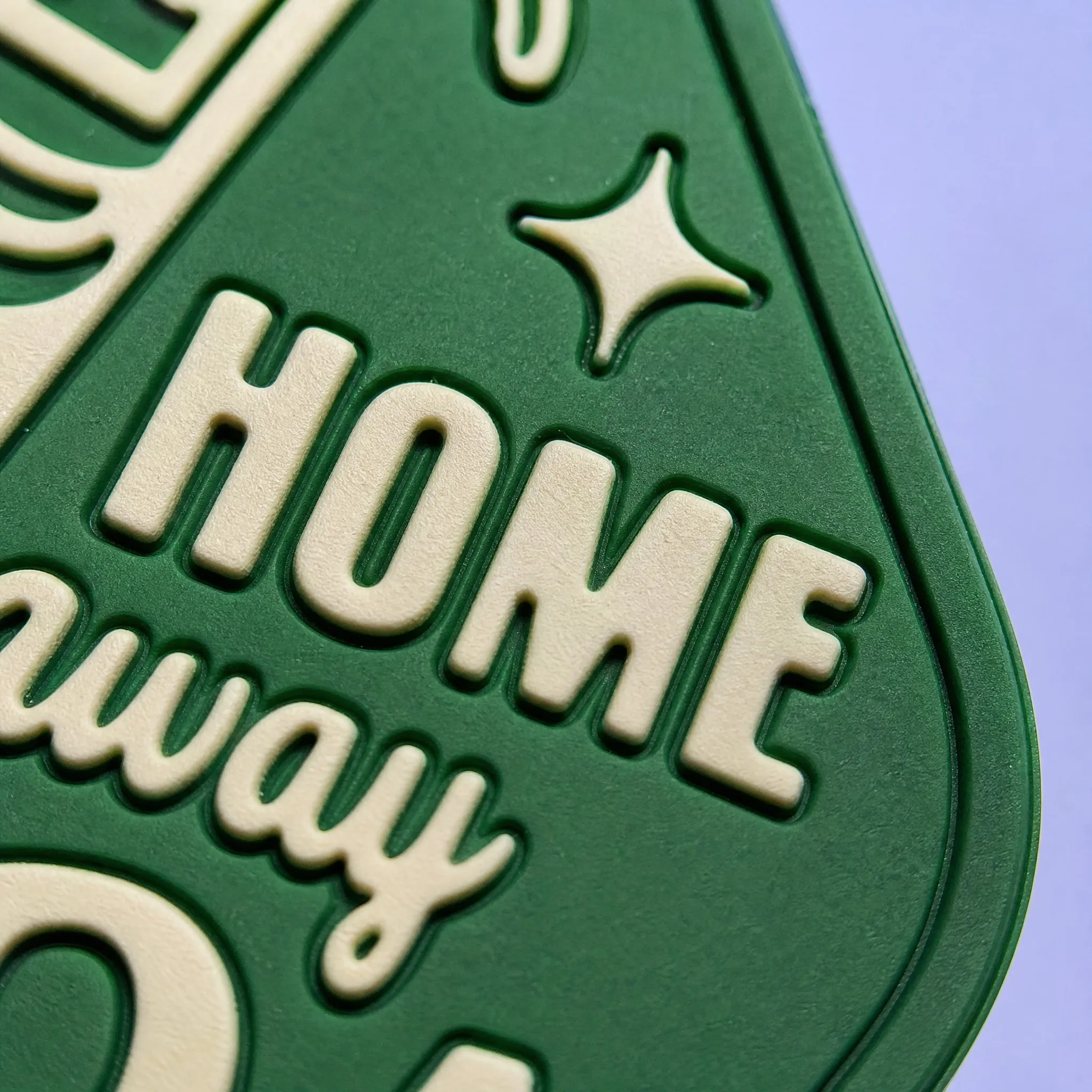Macro Detail of 3D Micro-Injection Dispensing on Vintage Motel Tag PVC Magnet