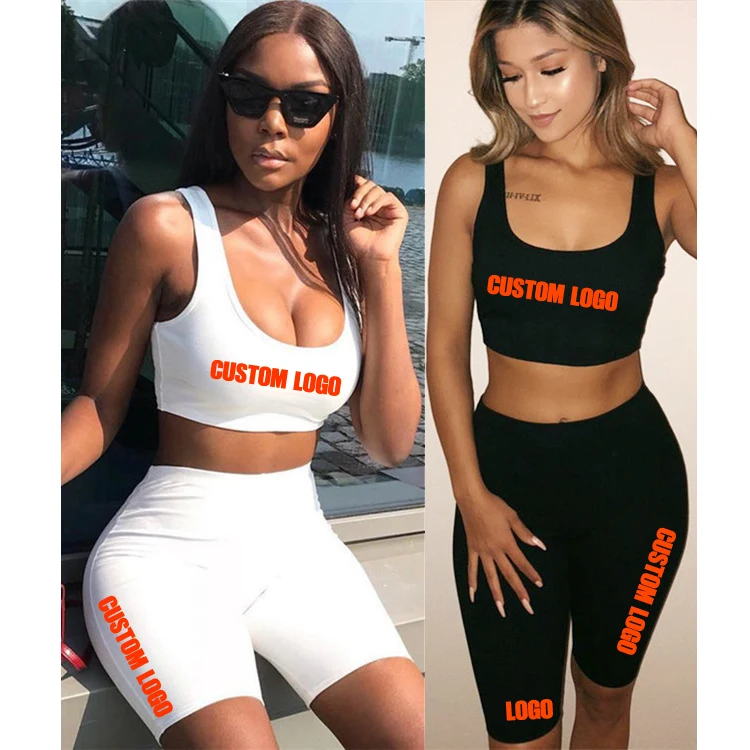 

Free Shipping Oem Service Two Piece Sport Bra Women Tank tops Activewear Short Sets, Color avaliable