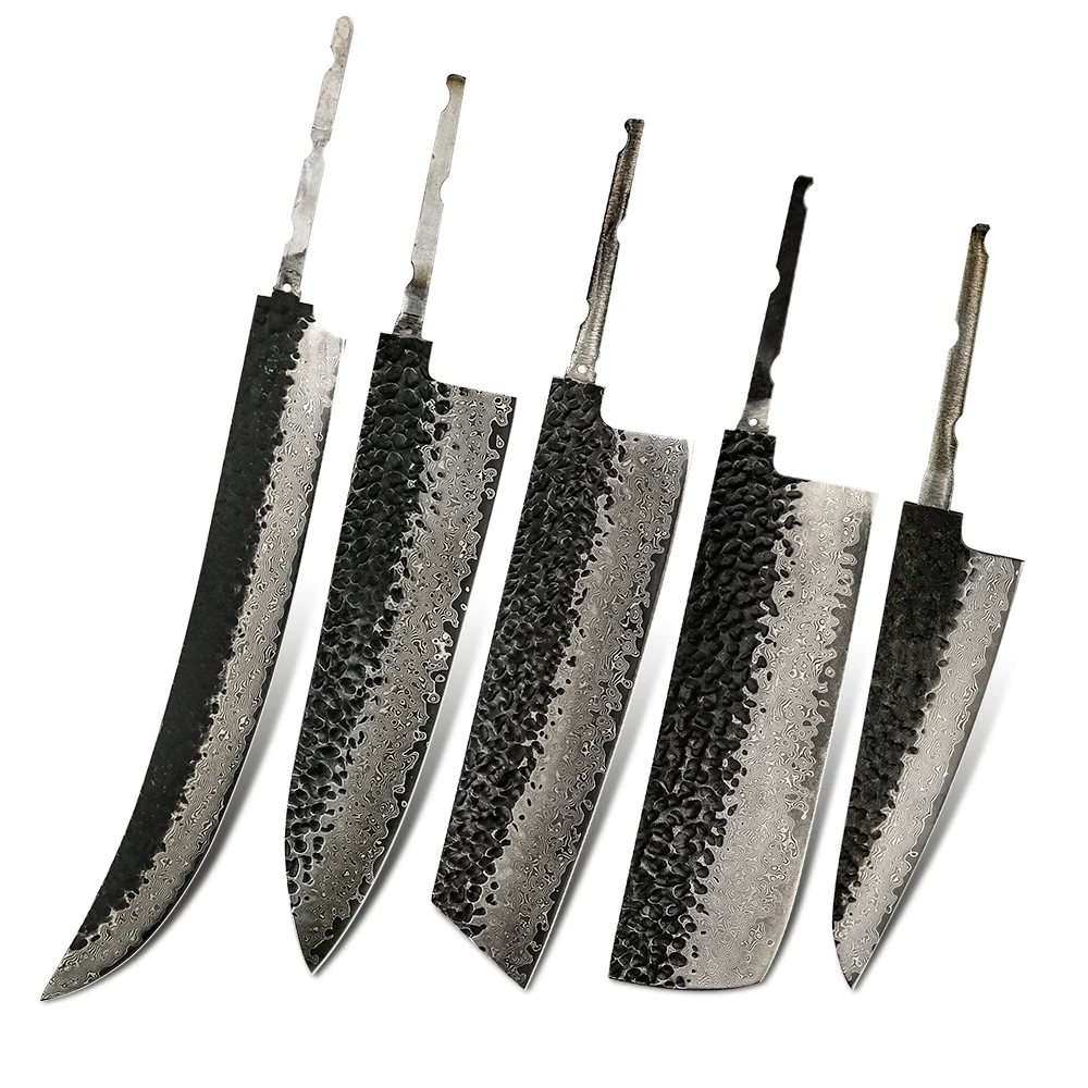 

Amber vg10 damascus steel blade blanks kitchen knife blanks hammered black finished DIY BLANK