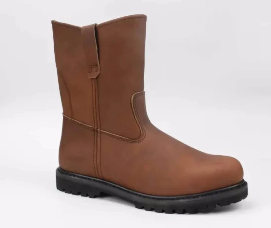 

RooBuck Anti Smashing Steel Toe Protection Suede Leather Rigger Boots, Brown