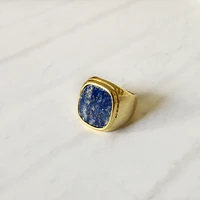 

Metal Lapis Lazuli Gold Rings for Women Simple Geometric Hollow Rings Stackable Statement Ring Gift for Her Wholesale