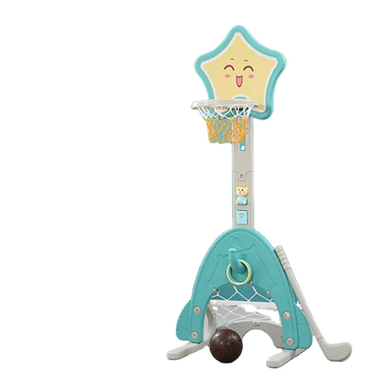 

Kids Pentagram Model Adjustable Mini Indoor Multifunctional Toys Plastic Basketball Hoop, Green,blue