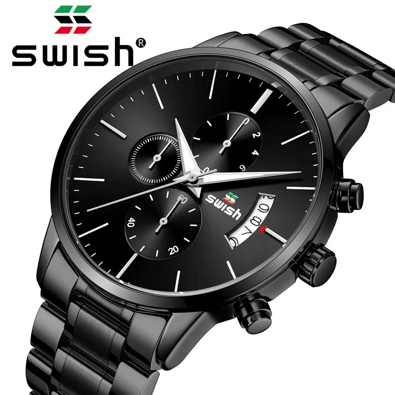 

SWISH vibrato explosion watch men's quartz watch multi-function waterproof calendar steel men's watch