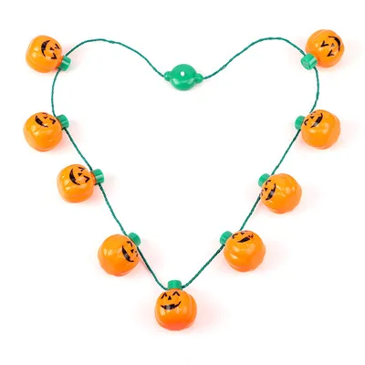 

Factory Direct Sale Flashing Light Up Pumpkin Halloween Necklace 9 LED Pumpkin Light-up Necklace for Party