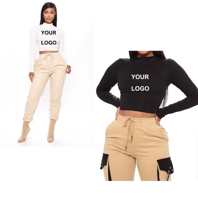 

Wholesale Oem T Shirt Blank T-shirt Women Long Sleeve Plain Ladies Tshirt Custom Printing Crop Top