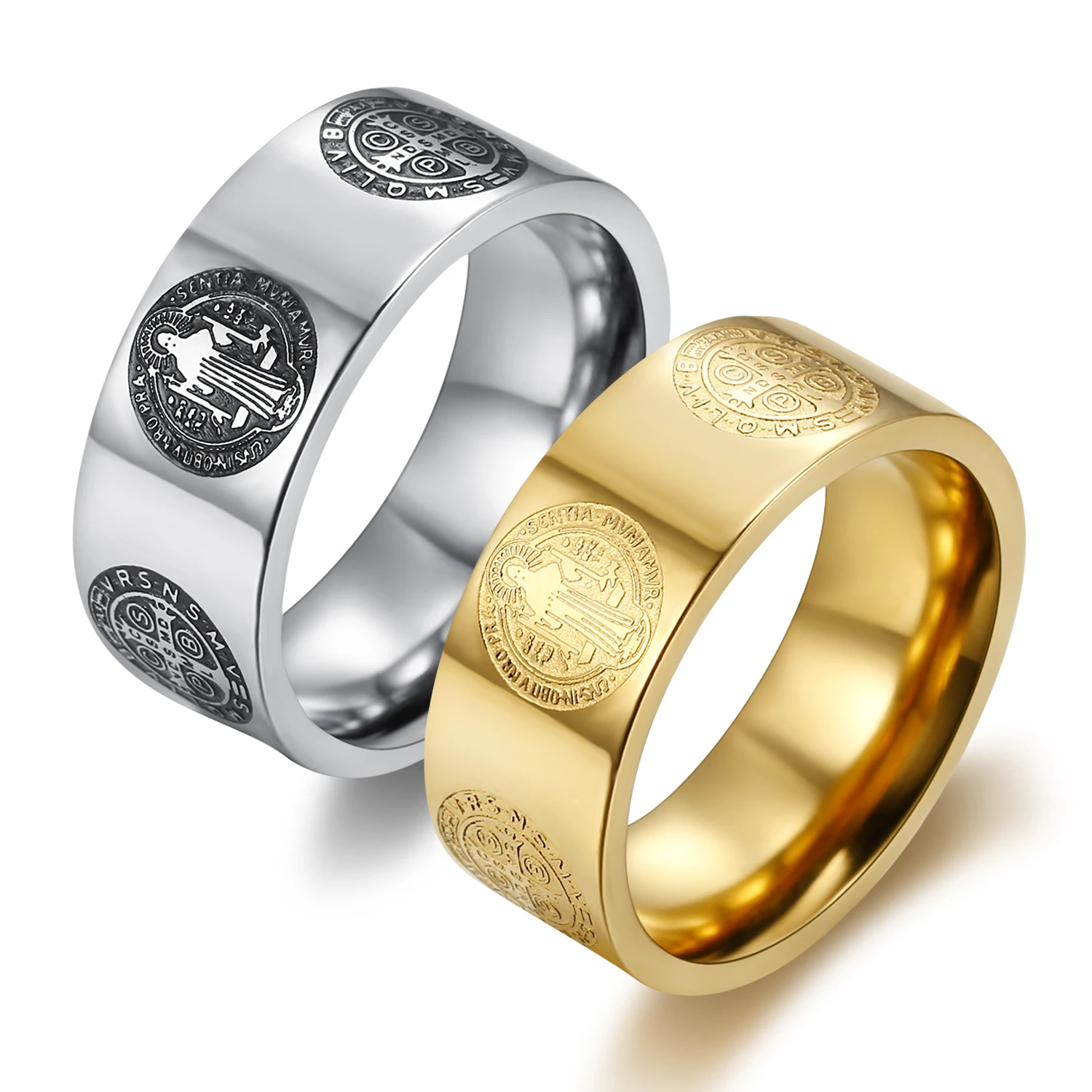 Men's Stainless Steel Gold Plated Ring Designs For Men Catholic St Benedict  Exorcism Signet Cross Band Ring - Buy Men's Ring,Gold Ring Designs For  Men,Stainless Steel Ring Product on Alibaba.com