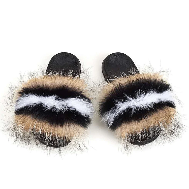 

Custom Faux Fashion Fur Design House Shoes Sandal Slipper, Customized color