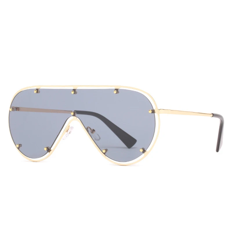 

Rivet Oversized Square One Lens Metal Frame Men 2010 Women Shades
