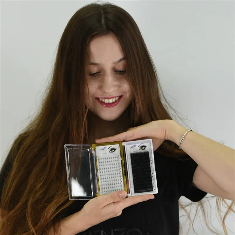 

Handmade Matte Black Korean PBT Fiber C D Curl 16 Lines Eyelash Extensions