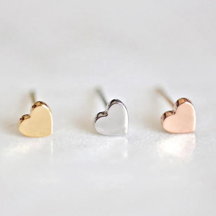 

Trendy Simple Variety Of Colors Stainless Steel Cute Heart Tiny Girls Stud Earrings