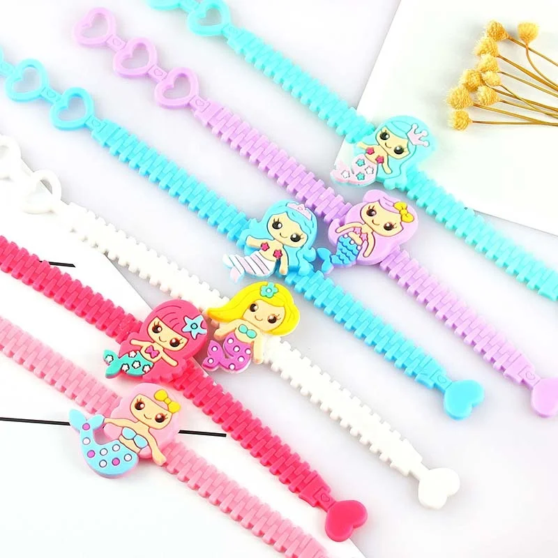 

6 Color Fashion Children Lovely Mermaid Princess Bracelet Wristband Kids Mix Styles Charm Birthday Party Festival Gift Bracelets, Picture