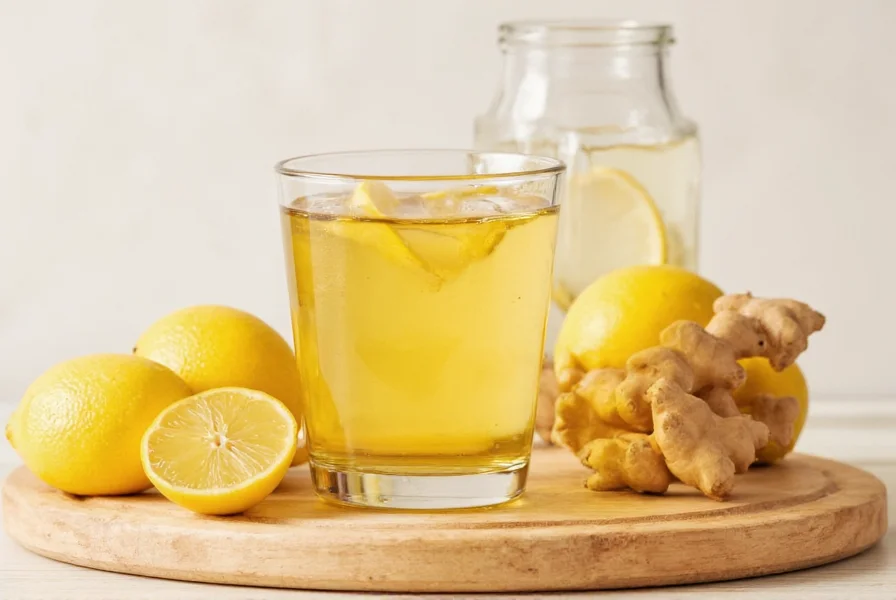 Person drinking ginger water while preparing healthy meal, kitchen setting