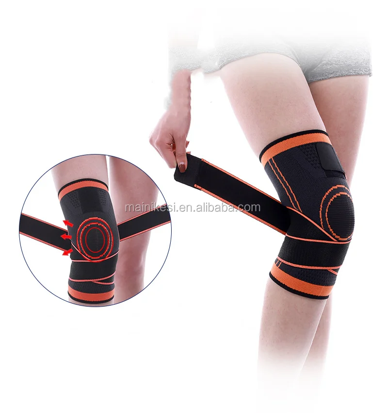 

Nylon pressure kneepad Fitness Sports Basketball Football Knee Protector acl knee brace electric heating knee pad, Orange