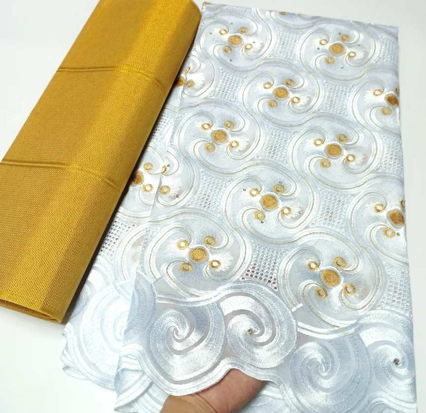 

OK7013 New Design Cotton Lace Fabrics With Stones High Quality Embroidery French Swiss Voile Lace Sewing Dress