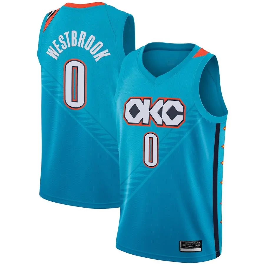 

2020-21 created for Oklahoma City edition thunder Shai 0 westbrook 2 Gilgeous-Alexander Branded Fast Break basketball Jersey