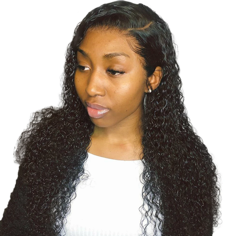 

Premier Cuticles Aligned Virgin Brazilian Hair 180% density Taylor curly transparent thin lace hd lace invisible lace front wig, Natural color