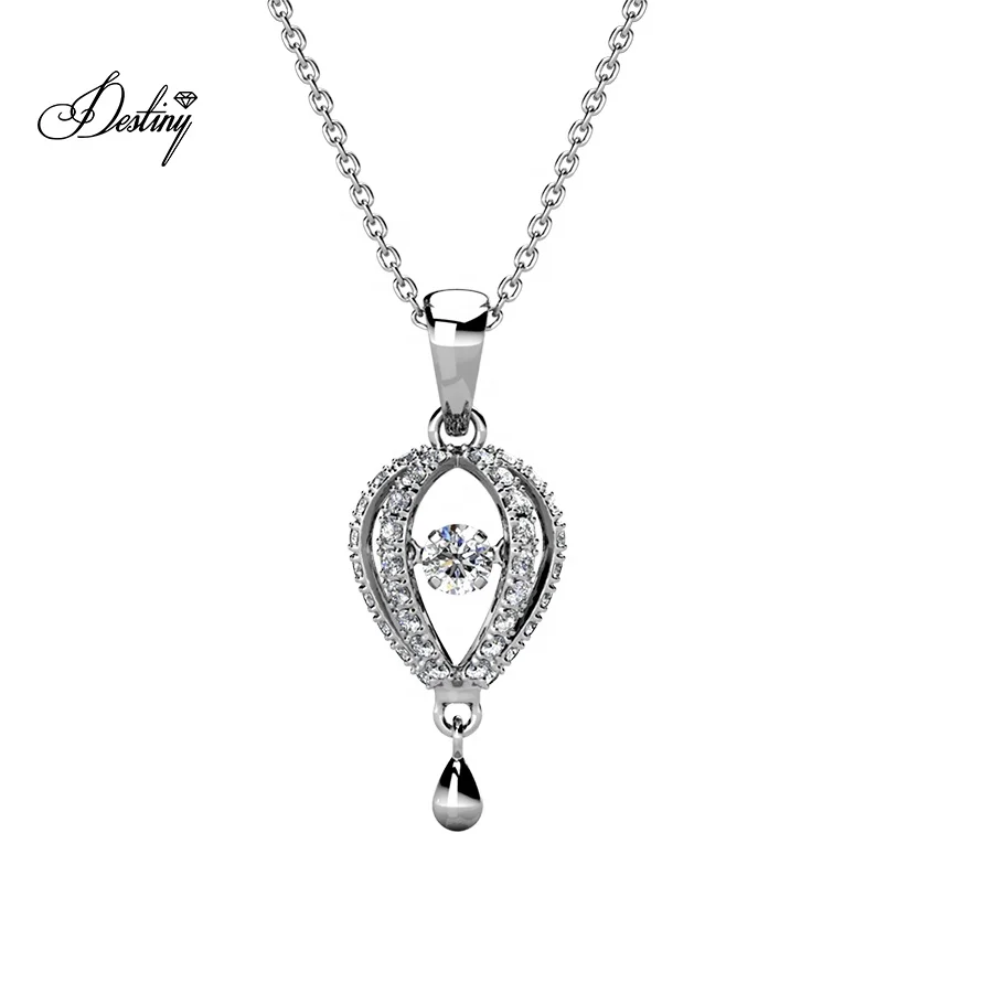 Premium Austrian Crystal Jewelry Silver 925 / Brass Dancing Hot Air Balloon Pendant Necklace Destiny Jewellery