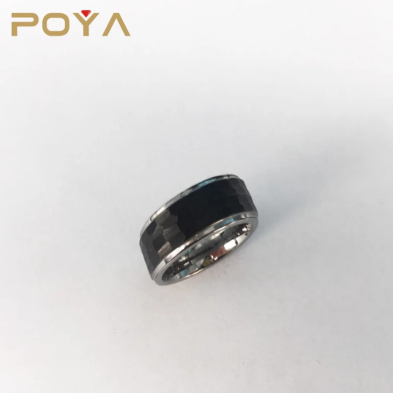 

POYA 8mm Tungsten Carbide Ring Hammered Stepp Edge Comfort Fit