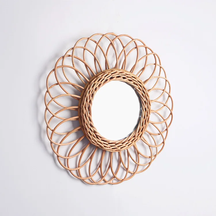 

New Dresser Wicker Round Rattan Mirror Home Decor Art Wall Hanging Wicker Mirror