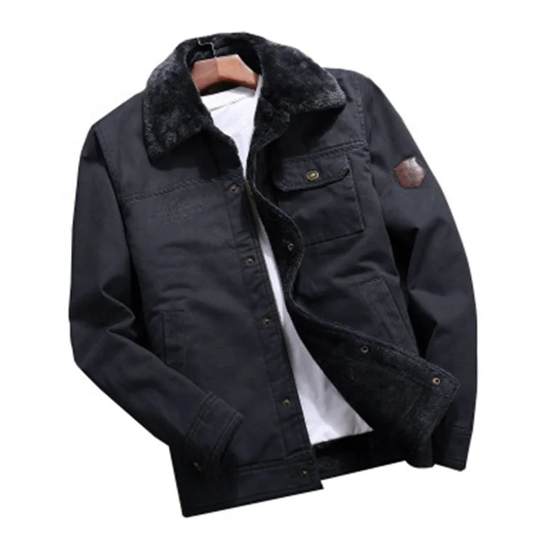 

Warm Casual Thicken Fleece Men's Jackets, Khaki/army green/dark blue