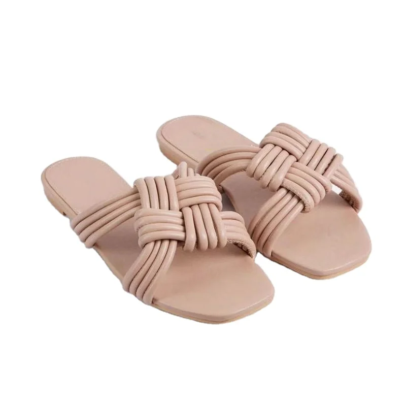 

2021 Sexy sandals new woven flat shoes Slipper, Customized color
