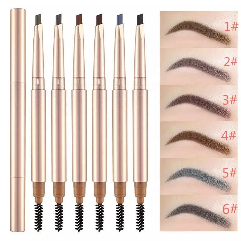 

Cruelty free gold eyebrow pencil with brush oem custom logo waterproof eye brow pencil for wholesale