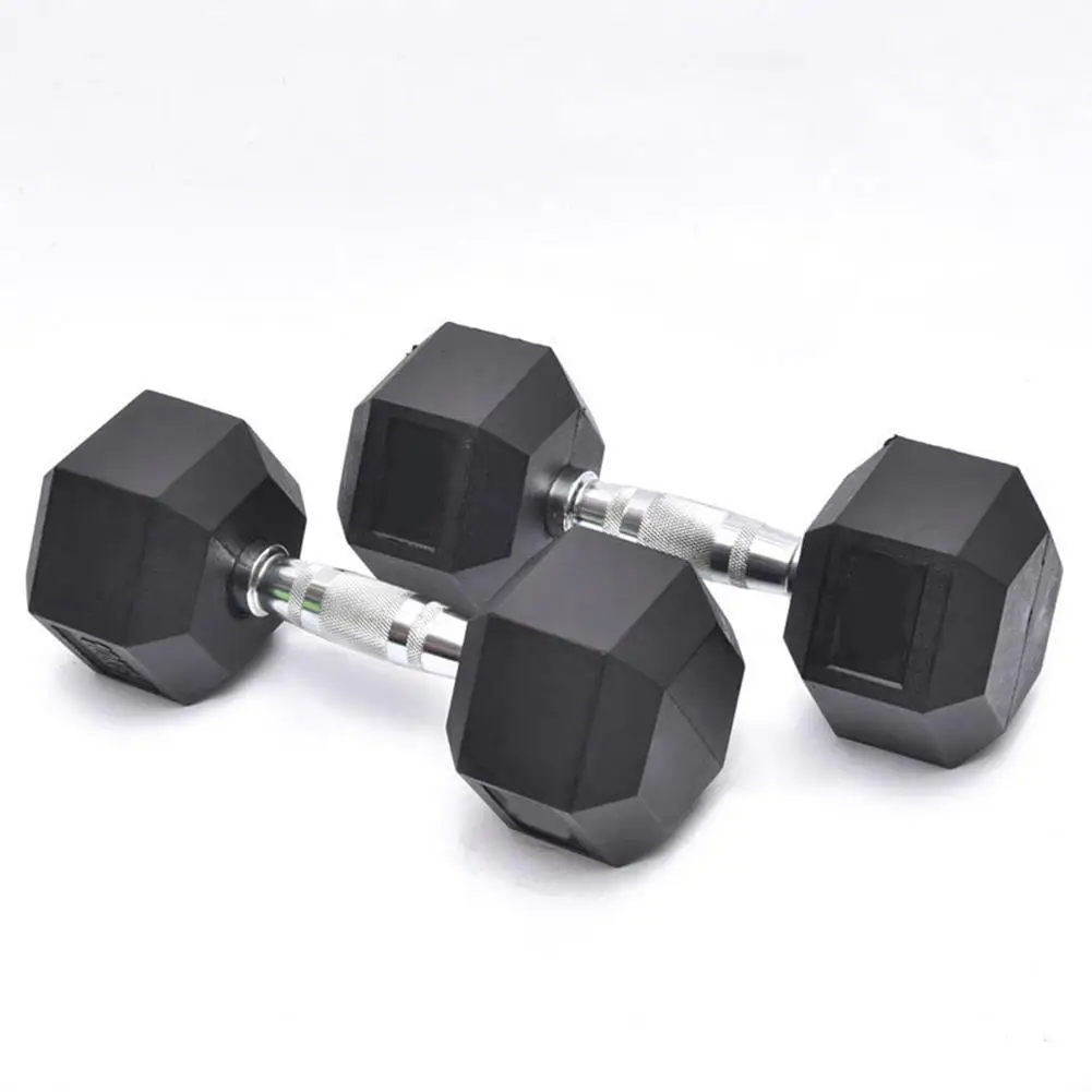 

Real 2021 Wholesale Mancuernas Hot Fitness Black Rubber Dumbells Gym Strength Training Hex Weight Dumbbells