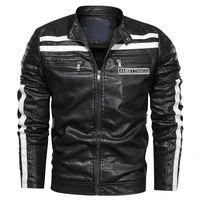 

Autumn New Fashion Zip Up Motorcycle Jacket Mens Black Racer Biker Leather Jackets Fitness jaquetas de couro masculino