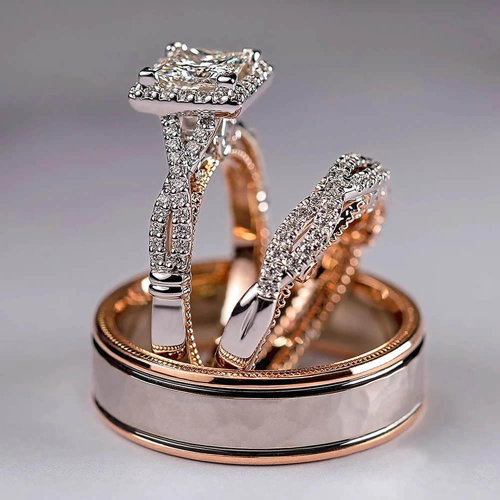 Anillo De Diamantes 2pcs/lot E