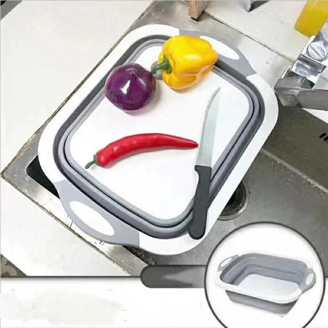 

Multifunctional Foldable Dual-use Vegetable Sink Mini Cutting Board Household Mold Proof Cutting Board, As pictures