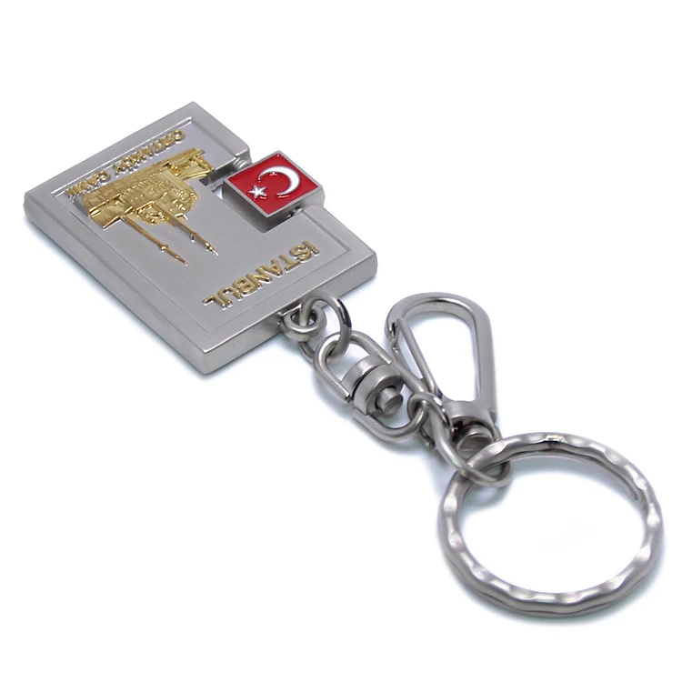 
Customized Metal Key Chain Keyring Rotate Turkey Flag Istanbul Souvenir Gifts Key Ring Holder Zinc Alloy Souvenir Keychain 