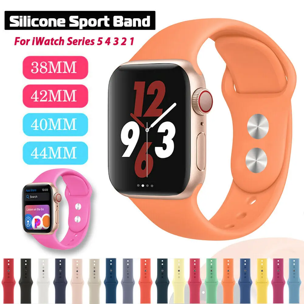 

Silicone Sports Watch Band Strap for Apple Watch Series 5 4 3 2 38/42mm 40/44mm