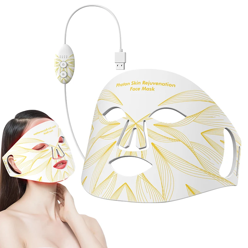 

Flexible Silicone Led Mask Red Led Light Therapy Mask Smart Led Facial Mask Lighting OEM Gift, White silicone material