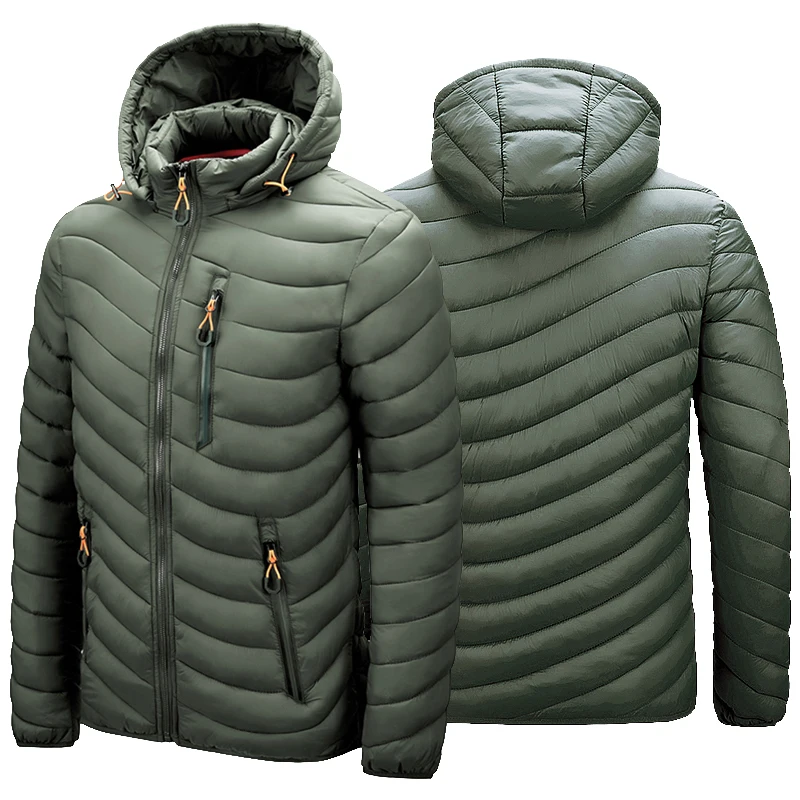 

Jacket Winter men's warm jacket men's nylon Fabric quilted padded jacket with hat
