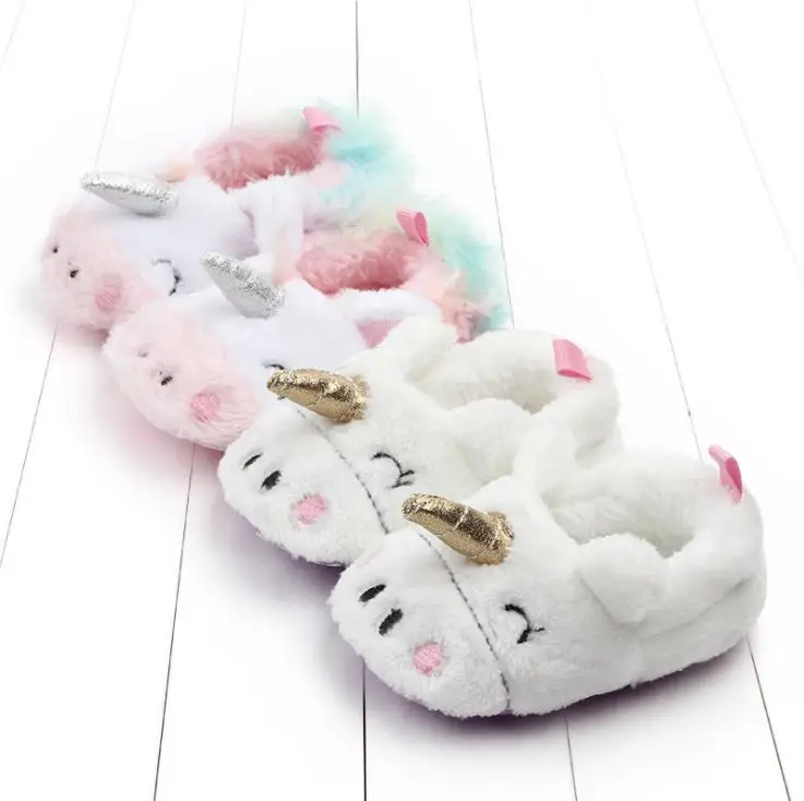 

2021 New Fashion Winter Unicorn Cartoon Warm Shoes Baby House Shoes Slippers Toddler Shoes