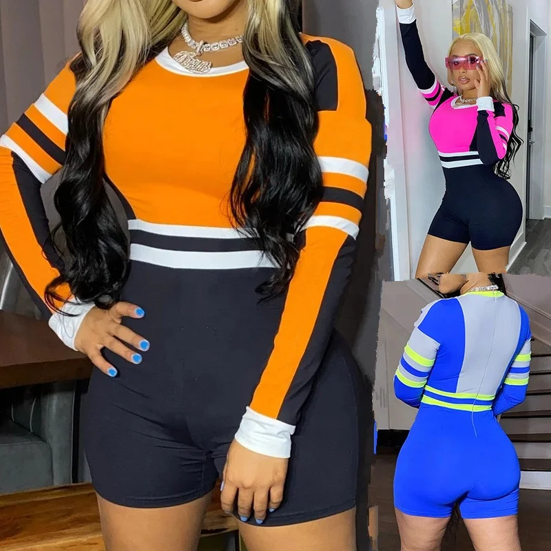

2022 Spring Short Sport Jumpsuit Matching Color Women Jogger Suits Jersey