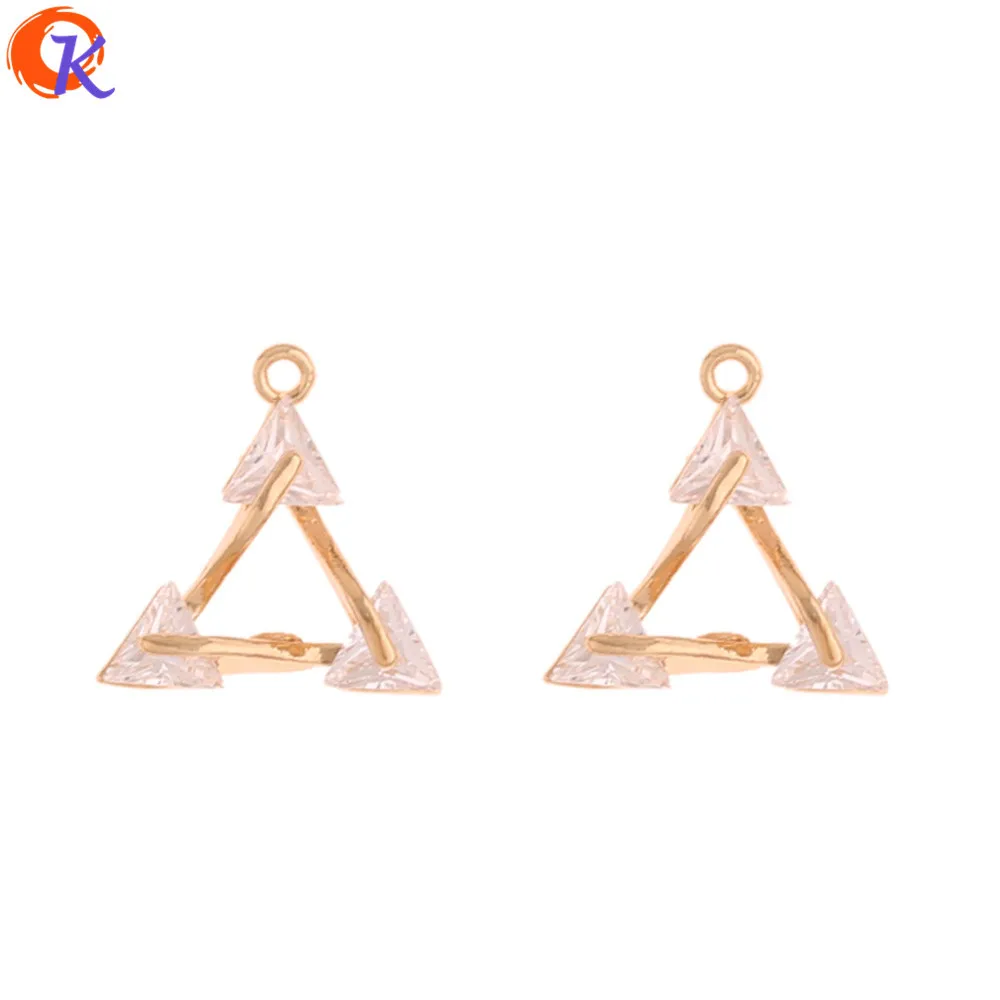 

Fine Jewelry Cordial Design 30Pcs 12*13MM Jewelry Accessories CZ Charms DIY Triangle Shape Genuine Gold Plating Hand Made Earri