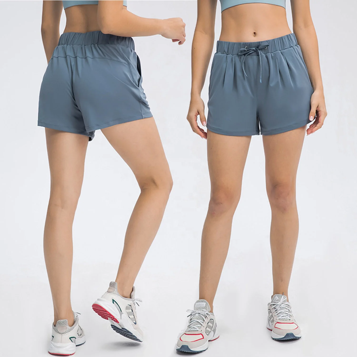 

2021 New Lulu align breathable butt lift stretch tight quick-drying high waist drawstring training fitness women running shorts