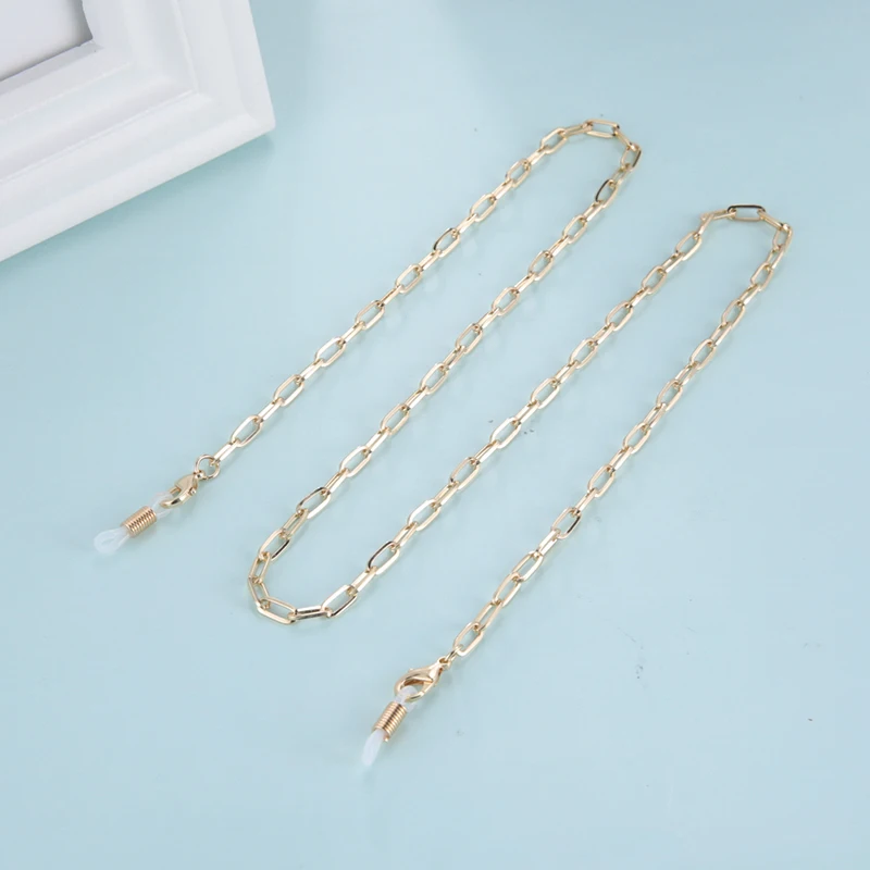 

2021 New Arrival New Metal Paper Clip Necklace Chain Eyewear Glasses Masking Chain KC Gold Plated Women Sunglasses Chain Holder, Kc gold(accept customized)